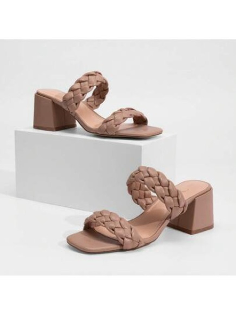 Sincerely Jules pink Braided Double-Strap chunky block heel size 9